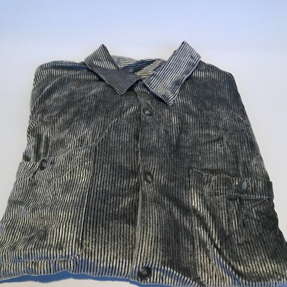 Vtg Jay Y. Ko Studios Silver Corduroy Striped Velvet Button Up Long Sleeve Large - Picture 3 of 14